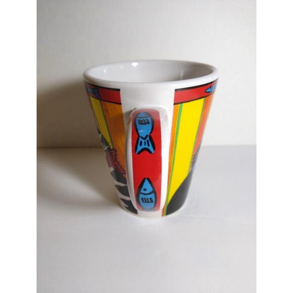 Catzilla Coffee Tea Mug Candace Reiter Designs Fish In Mouth Cats Vintage 2003 - Picture 4 of 8